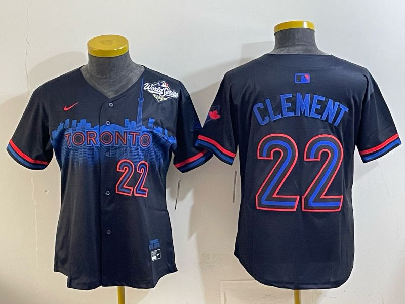 Women 2025 Nike Toronto Blue Jays #22 Clement black Game MLB Jersey 08->women mlb jersey->Women Jersey